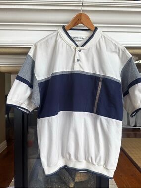 Pierre Cardin Mens Sorts Sleeve Color Block Preppy 90s Polo Shirt Medium